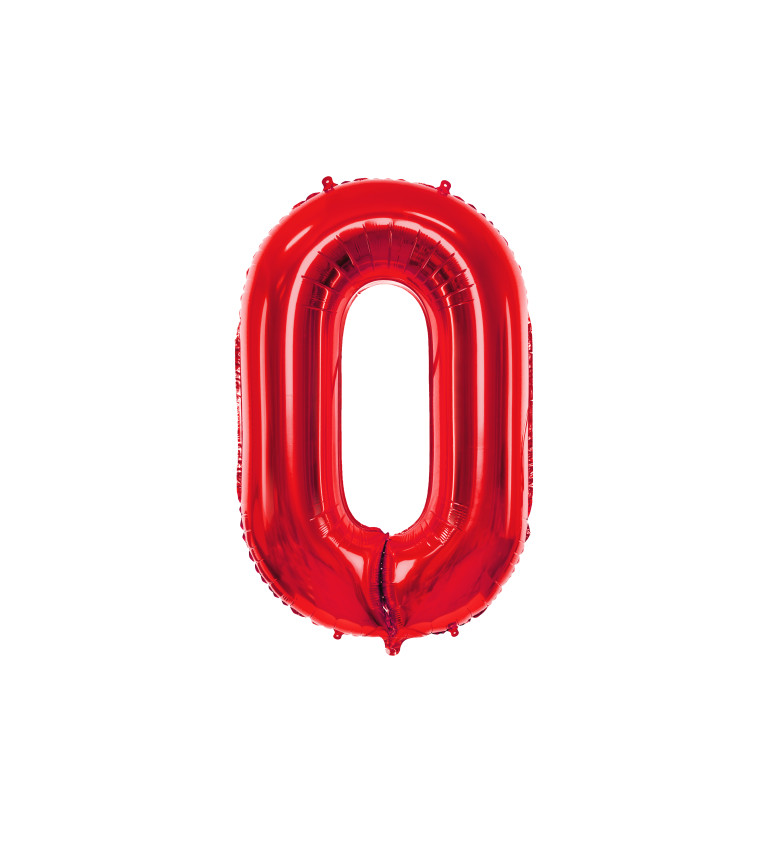 Fóliový balónik číslo 0 v červenej farbe