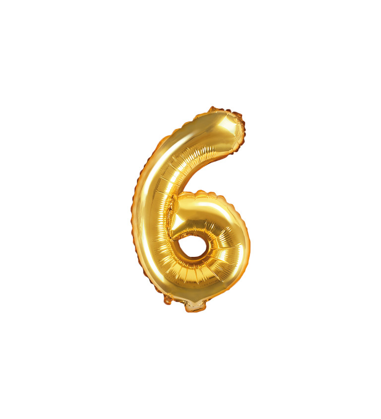 Fóliový Balón "6" - zlatá 35cm
