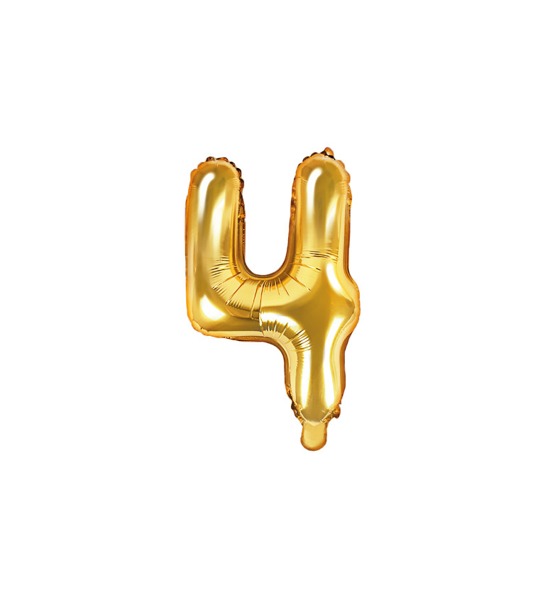 Fóliový Balón "4" - zlatá 35cm
