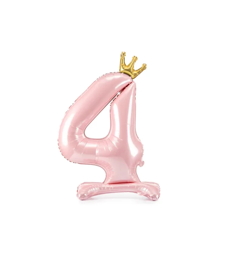Fóliový balónik "Stojacie číslo 4", ružový