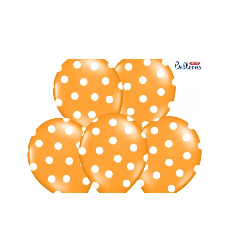Latexové balóniky - orandžové s bielymi bodkami