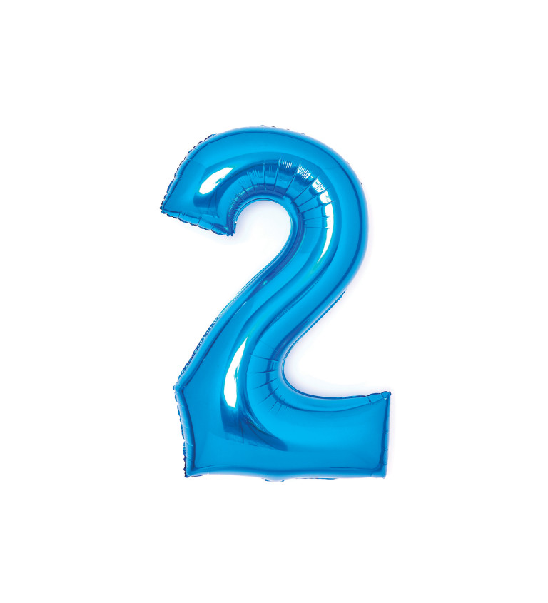 Fóliový balón "2" - lesklý modrý