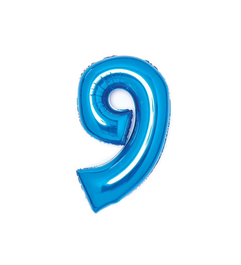 Fóliový balón "9" - lesklý modrý