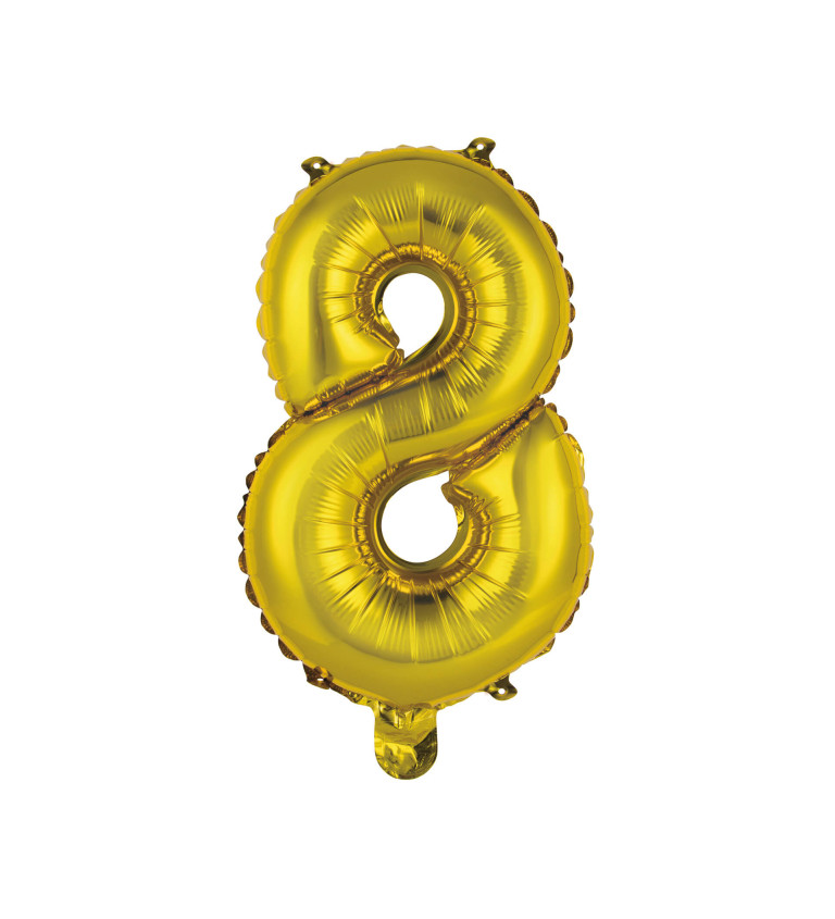 Mini zlatý fóliový balónik číslo 8