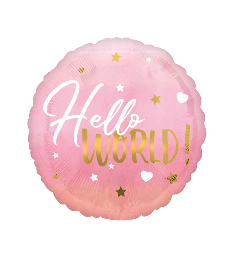 Fóliový balónik Ahoj Svet!, ružový