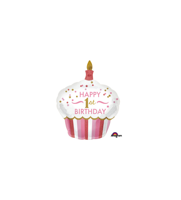 Fóliový balónik Cupcake, ružový