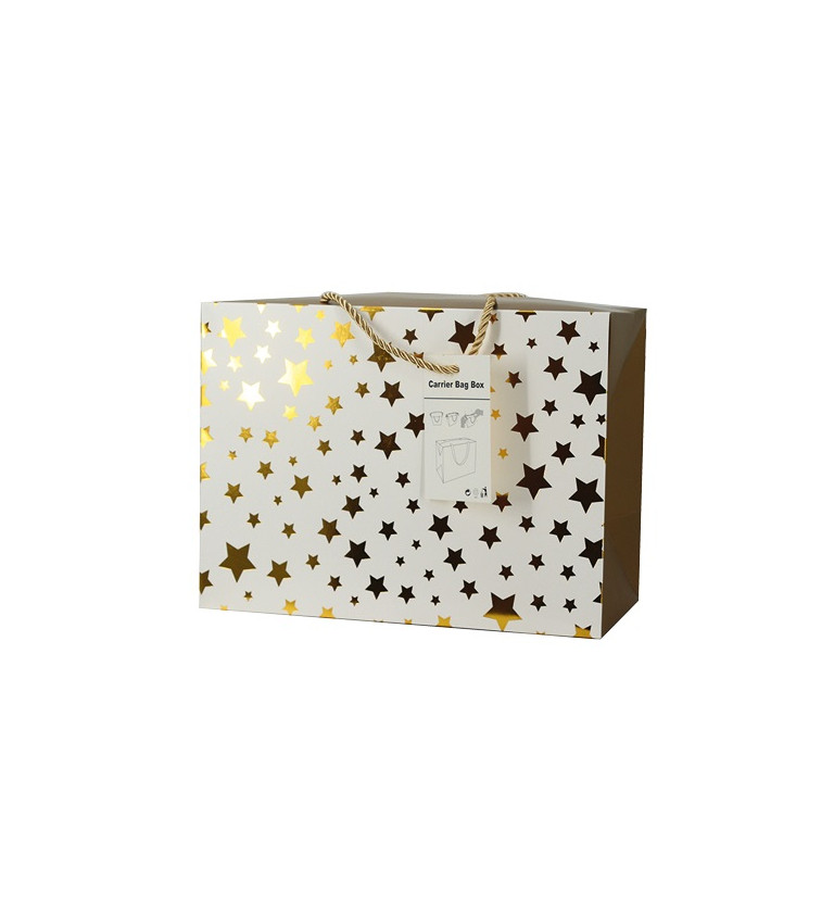 Darčeková taška S 18x12x9 cm so zlatými hviezdičkami