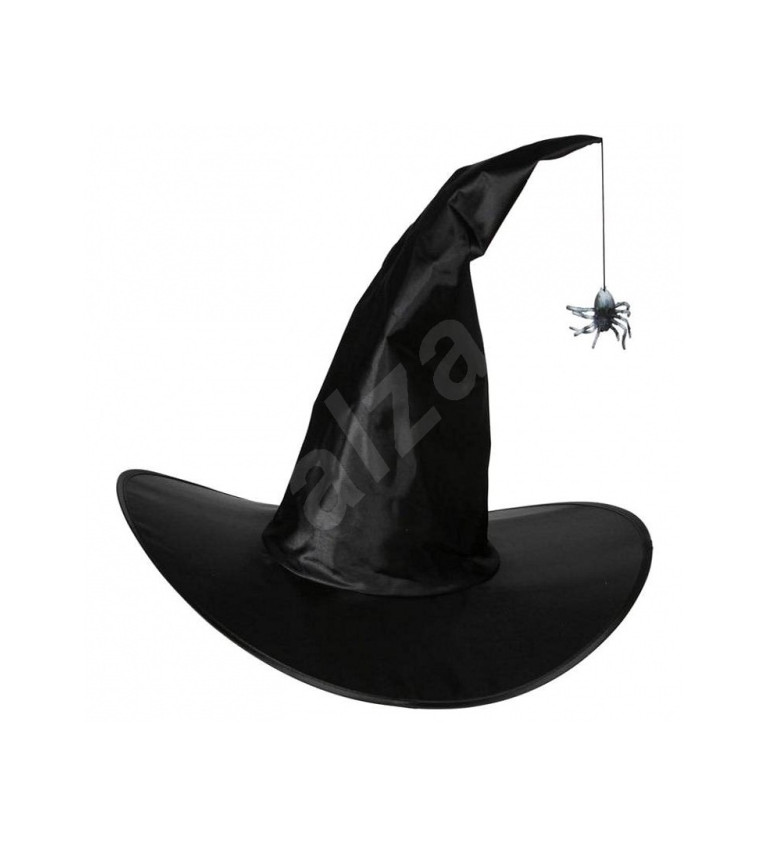 Ohybný saténový klobúk čarodejnice so závesným pavúkom