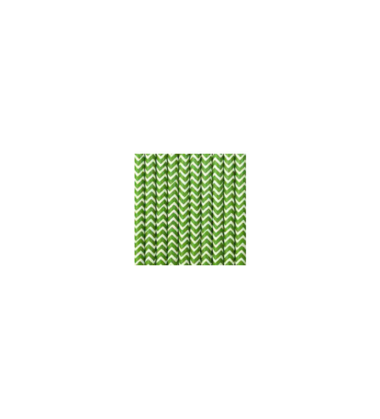 Slamky papierové s vlnkami - zelené
