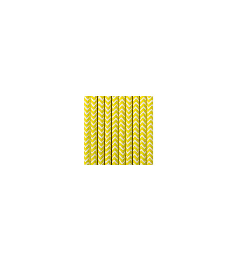Slamky papierové s vlnkami - žlté