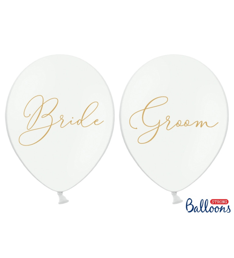 Latexové balóniky Bride & Groom, krémové