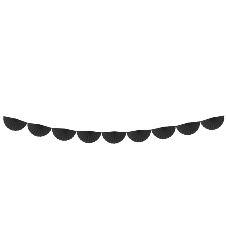 Girlanda - menšie vejáre v čiernej farbe
