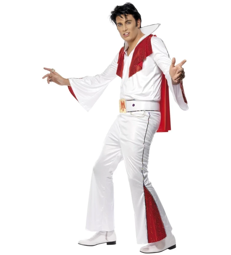 Pánsky kostým Elvis, bielo-červený