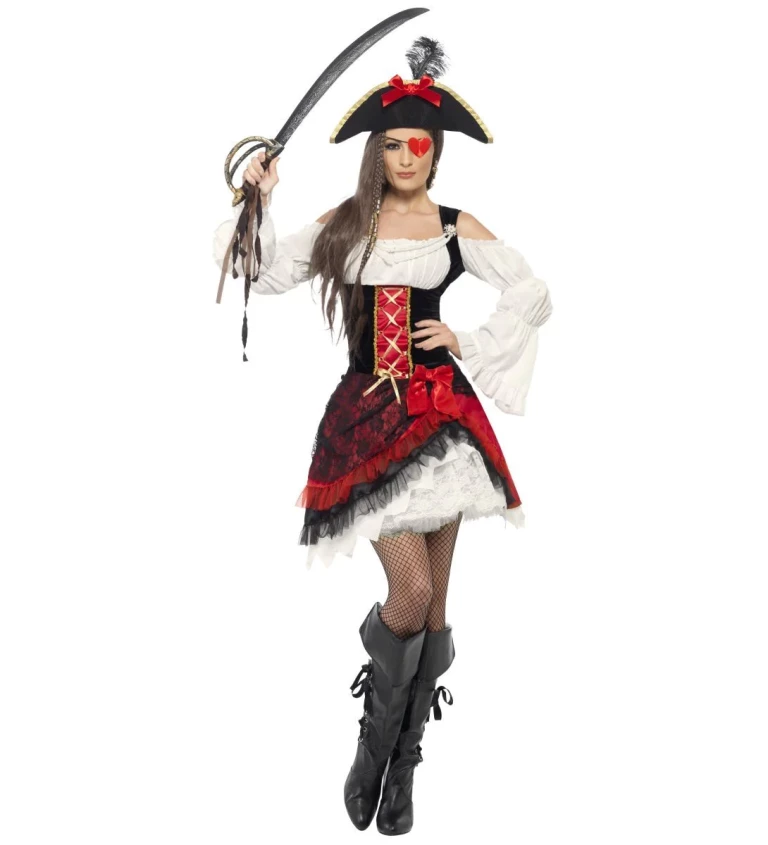 Dámsky kostým Pirátka, červená