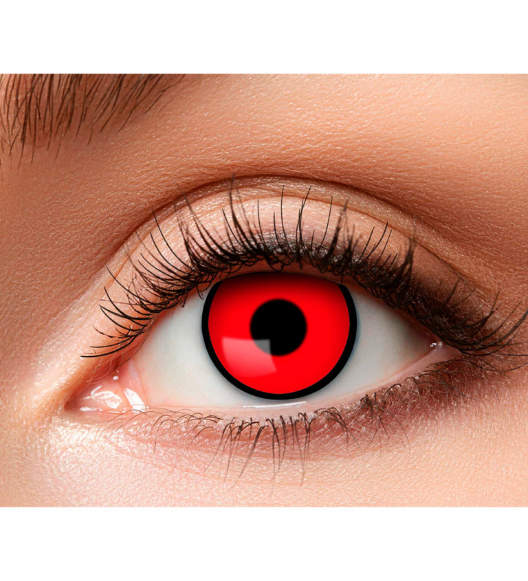 Kontaktné šošovky - červené s červeným lemovaním