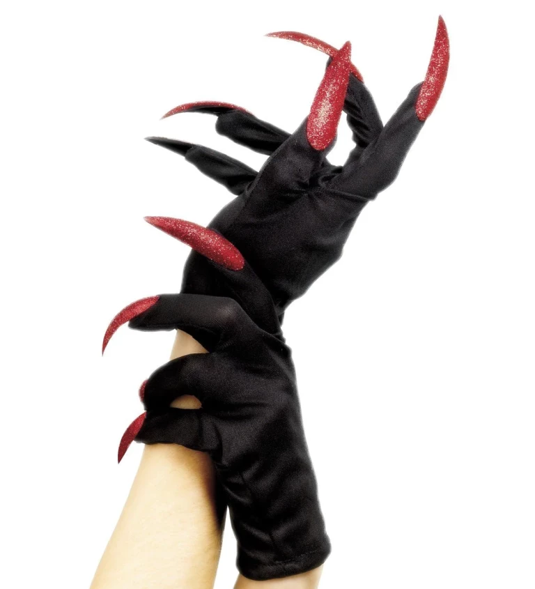 Hororové rukavičky s červenými nechtami