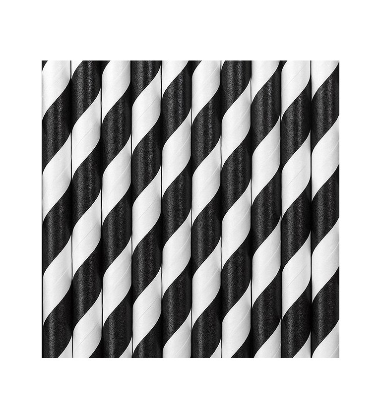 Slamky papierové s čiernymi prúžkami - biele