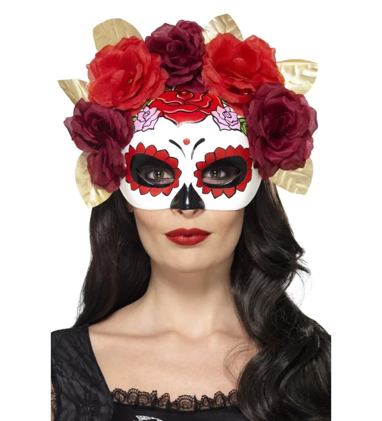 Maska Mexičanka s ružami deluxe