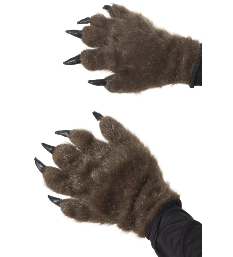 Halloween rukavice Vlkodlak - hnedé prevedenie