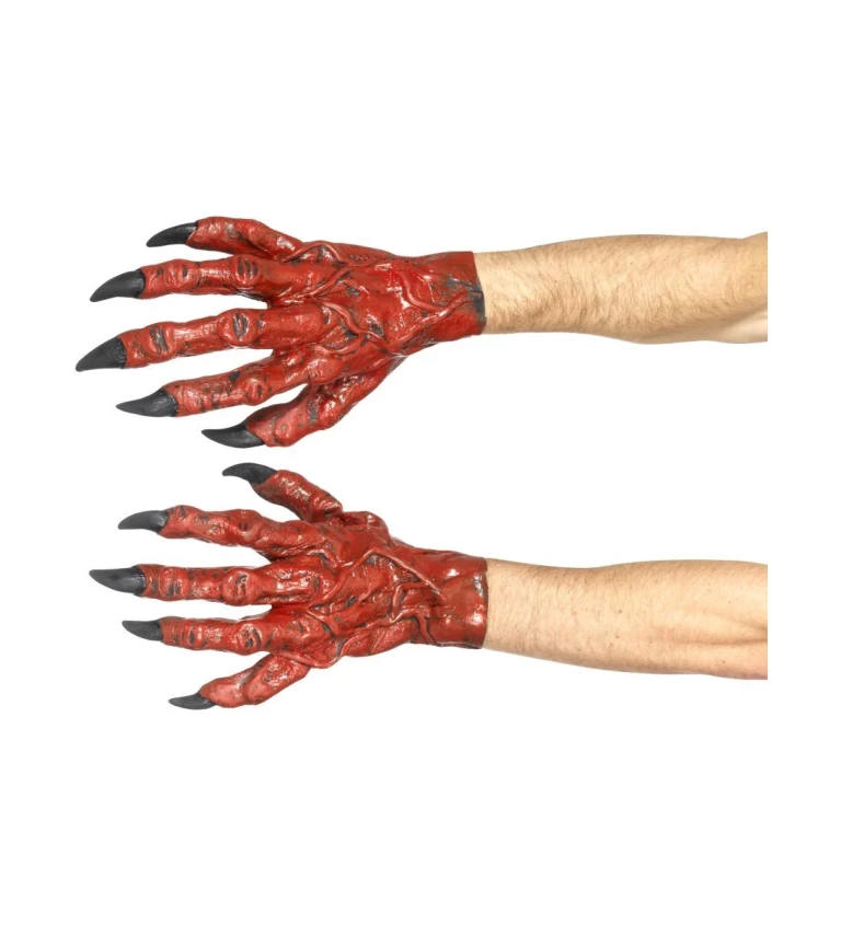Čertovské rukavice s čiernymi pazúrmi