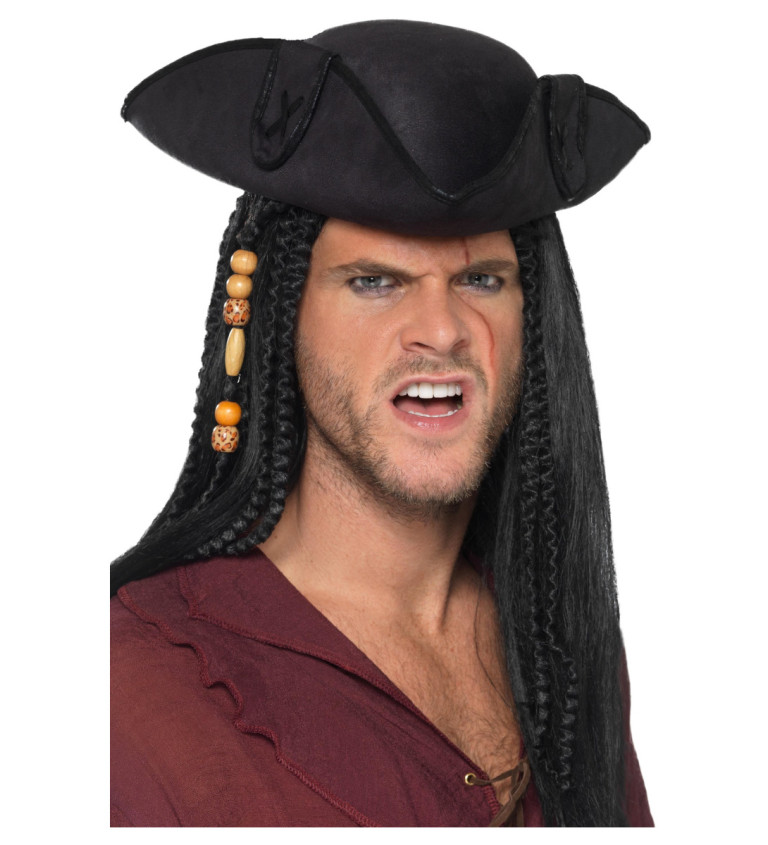Pirátsky klobúk trojhranný II - čierny