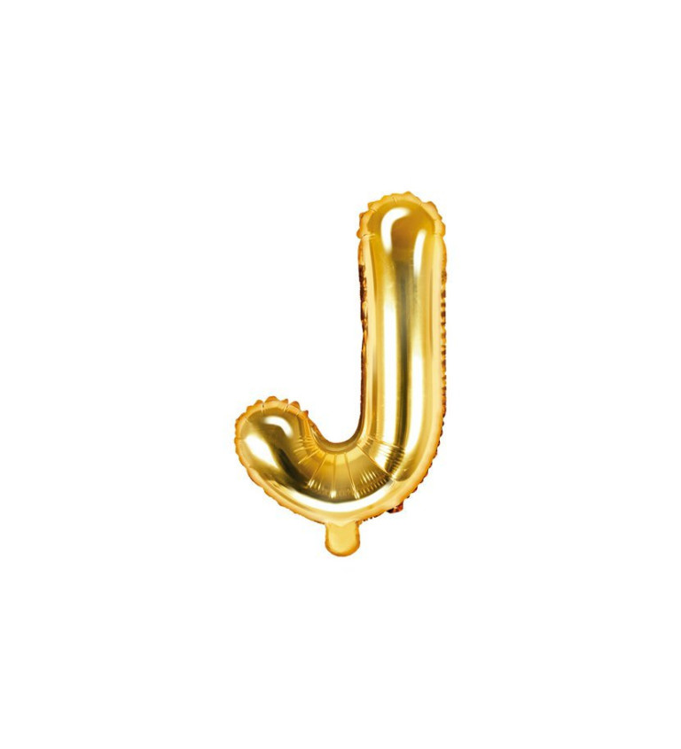 Fóliový Balón "J" - Zlaté 35 cm