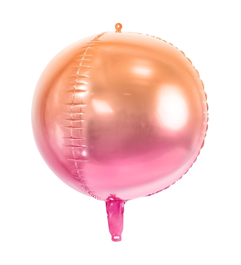 Metalicko Fóliový Balón - ombré oranžovoružový