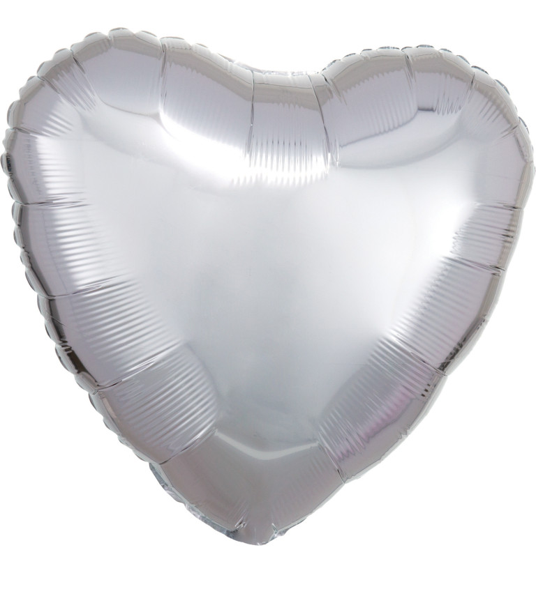 Fóliový balónik Srdce, striebnorný