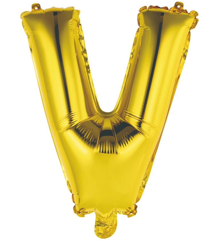 Fóliový balónik mini "V" - zlatý