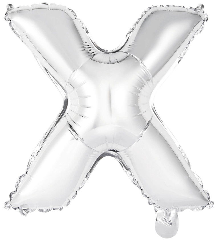Fóliový balónik mini "X" - strieborný