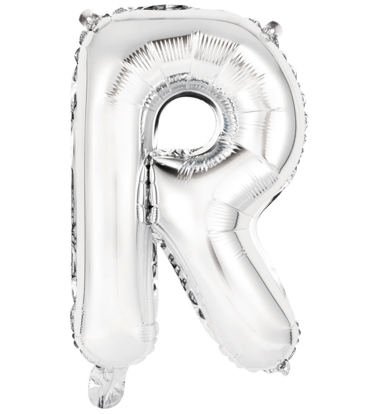 Fóliový balónik mini "R" - strieborný