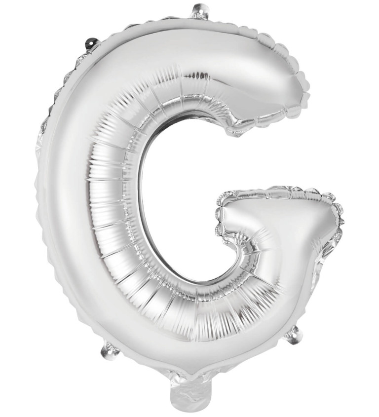 Fóliový balónik mini "G" - strieborný