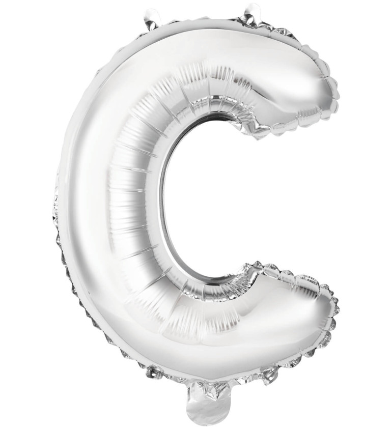 Fóliový balónik mini "C" - strieborný