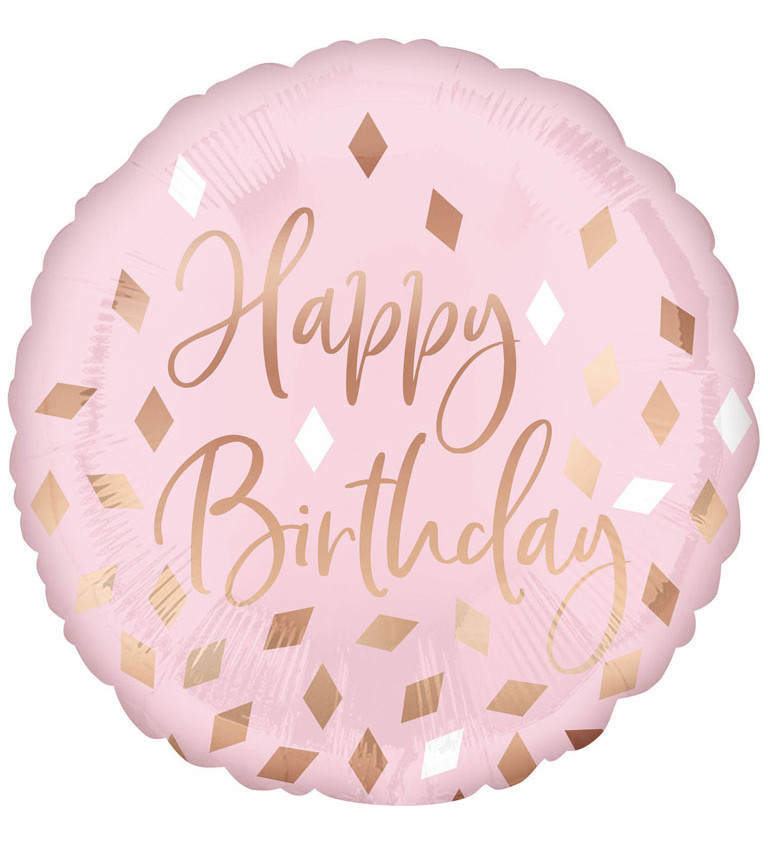 Fóliový balónik Happy Birthday, ružový