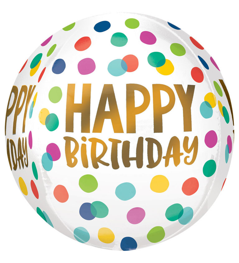 Fóliový balónik Happy Birthday, Orbz