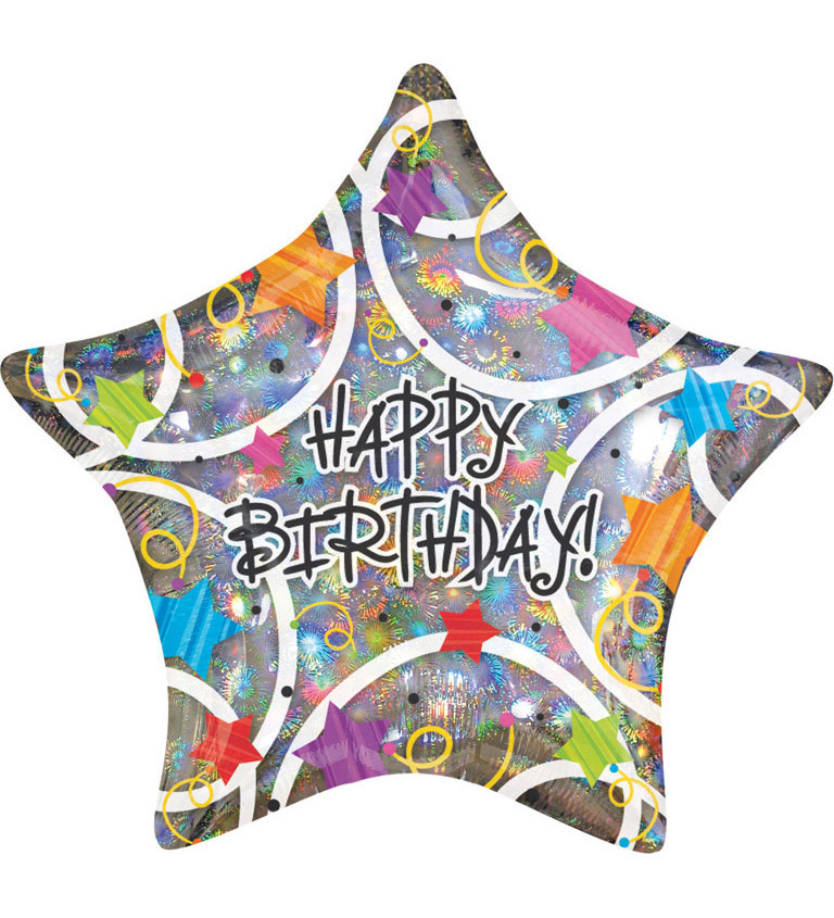 Fóliový balónik Happy birthday, hviezda