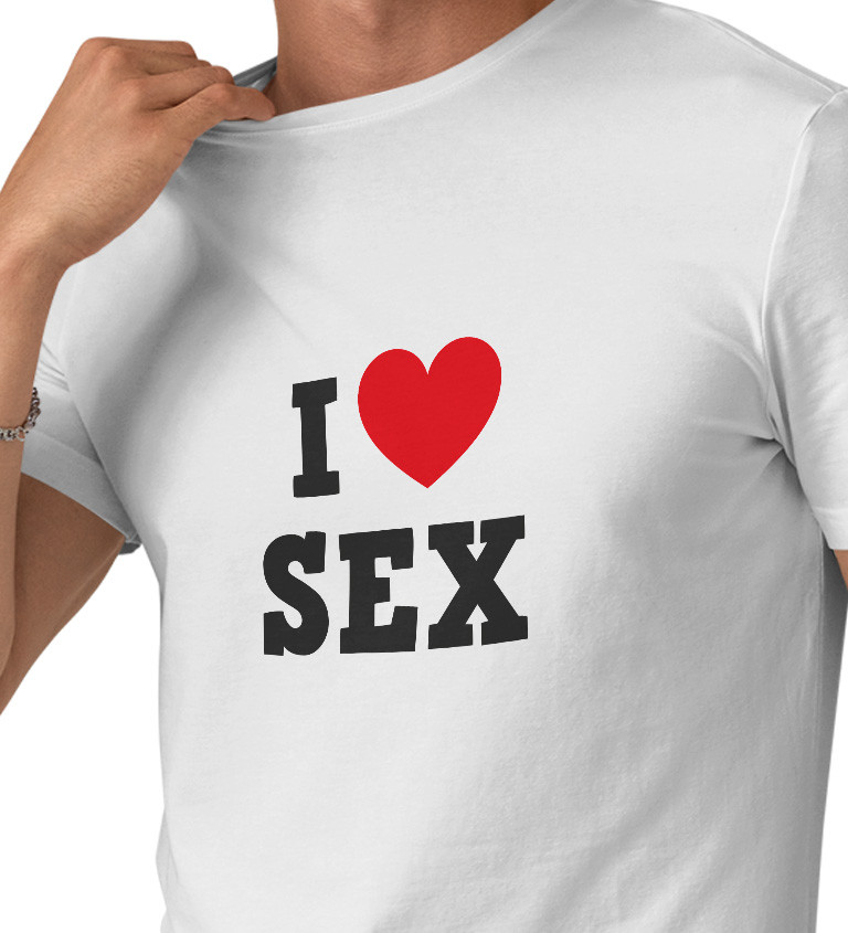 Pánske tričko biele - I love sex