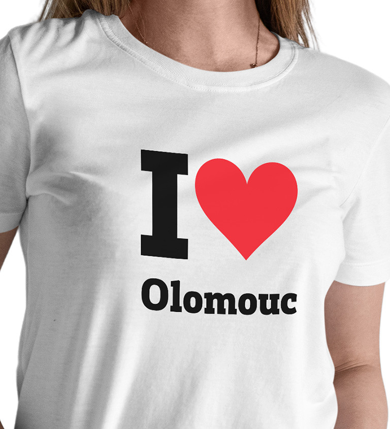 Dámske biele tričko - I love Olomouc