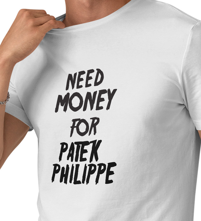 Pánske tričko biele - Need money for Philippe