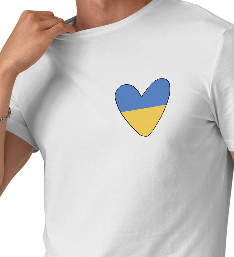 Pánske tričko biele - Srdce Ukrajina