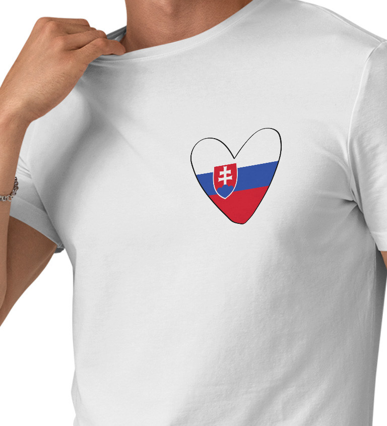 Pánske tričko biele - Srdce Slovensko