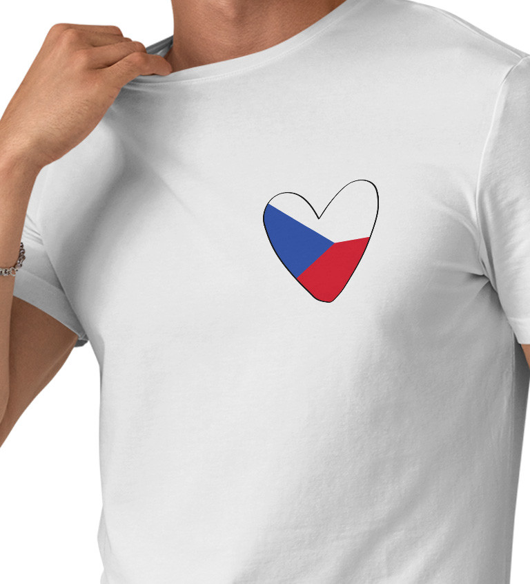 Pánske tričko biele - Srdce Česko