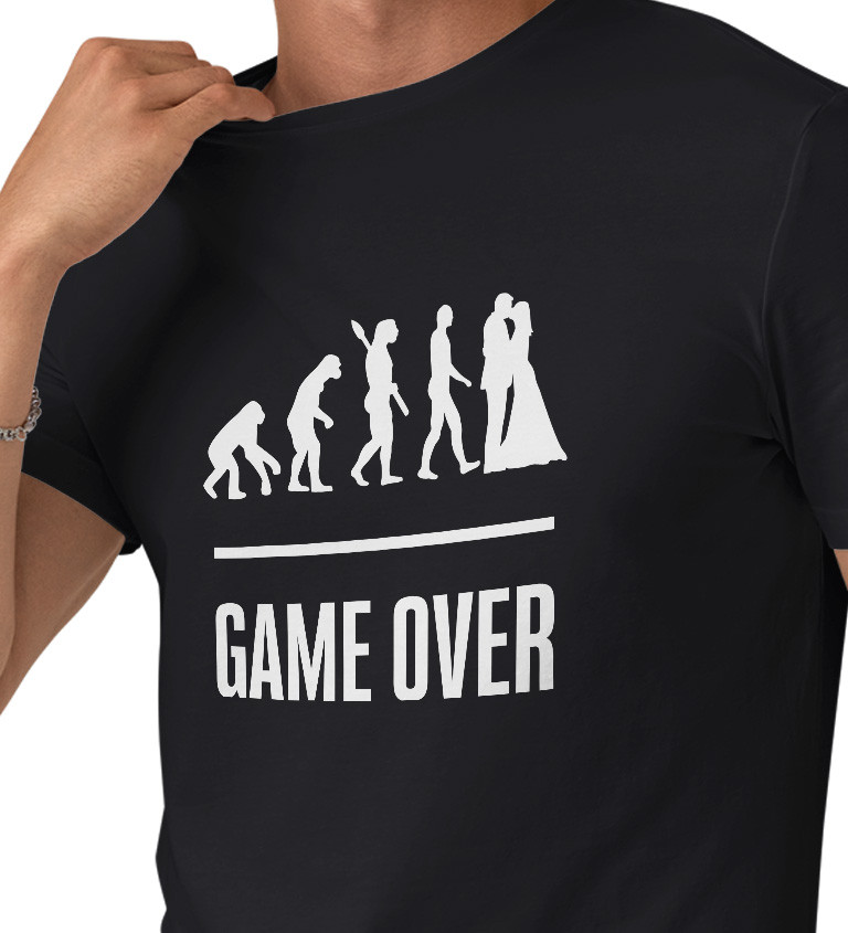 Pánske tričko čierne - Game over evolúcia