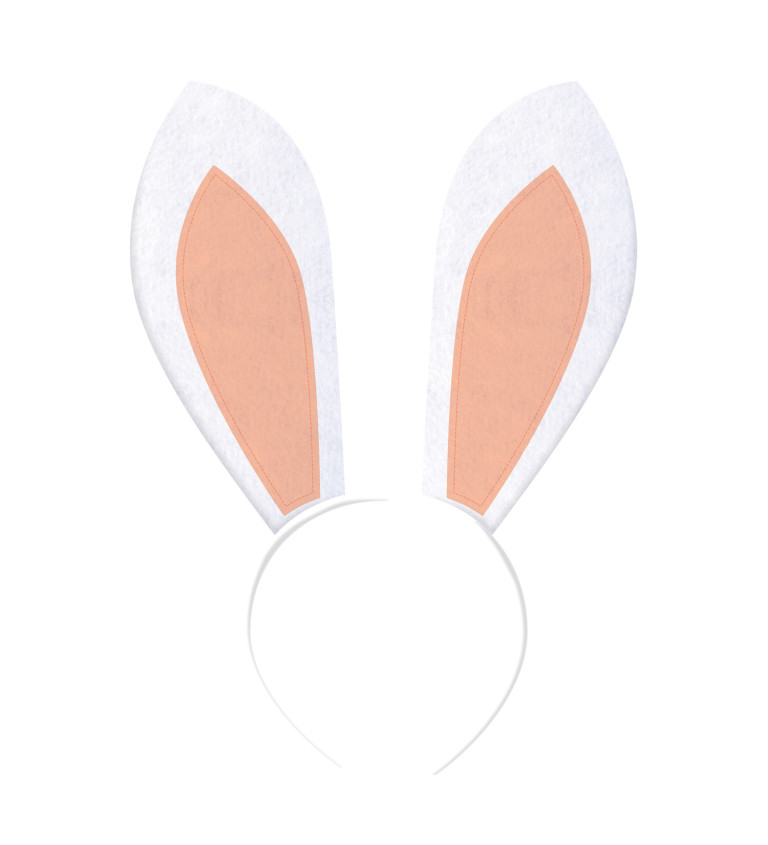 Zajačie biele uši na čelenke
