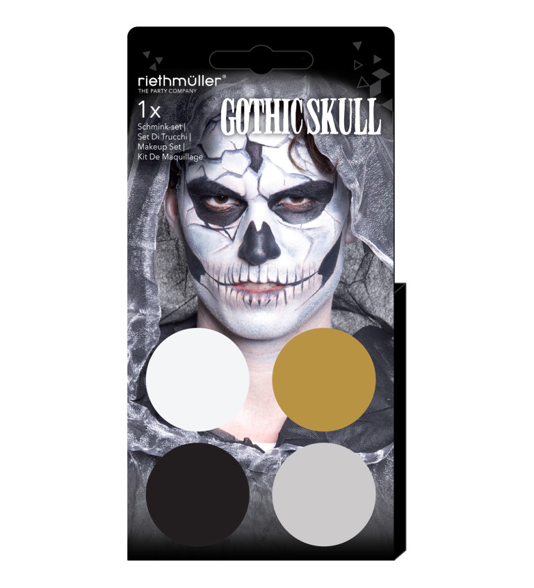 Aqua Kit Gothic/Skull (4 x farba na tvár 3,5 g / 1 štetec)