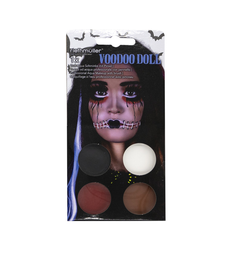 Aqua Kit Voodoo Doll (4 x farba na tvár 3,5 g / 1 štetec)