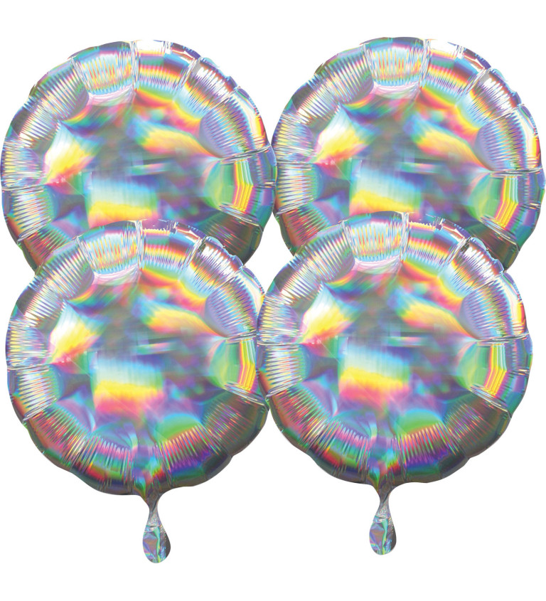 Sada okrúhlych fóliových balónikov, holografické
