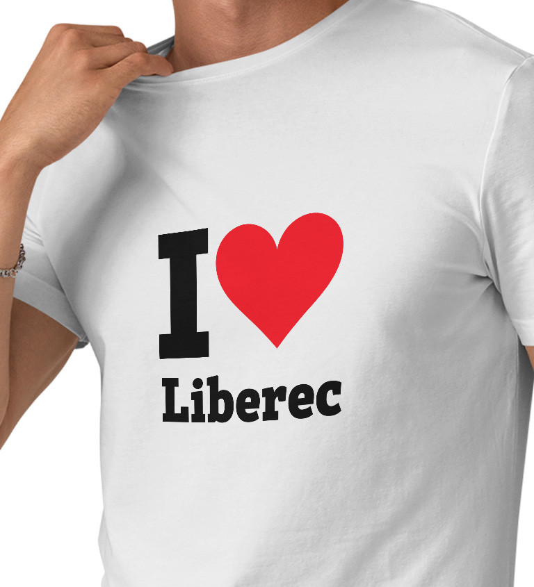 Pánske tričko biele - I love Liberec