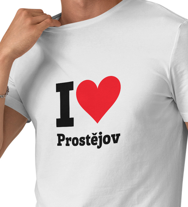 Pánske tričko biele - I love Prostějov