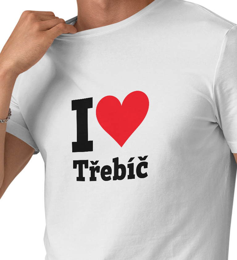 Pánske tričko biele - I love Třebíč